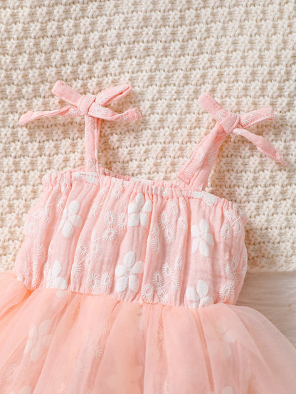 Baby Girl Pink Tulle Romper Dress with Headband
