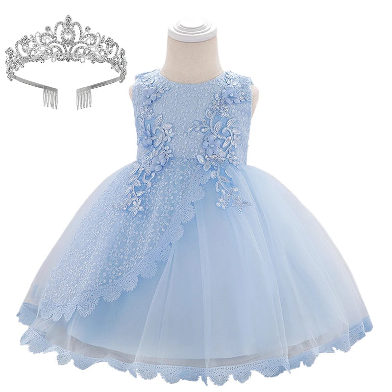 Baby Girl Lace Embroidered Formal Occasion Gowns childrensterritory