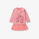 Girls Cartoon Sequin Ballet Shoes Design Cotton Top childrensterritory