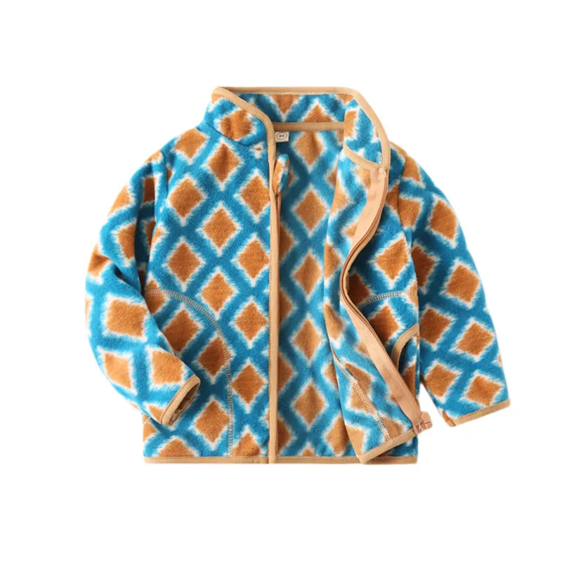 Printed Soft Fleece Kids Zipper Outerwear for Boys Girls childrensterritory