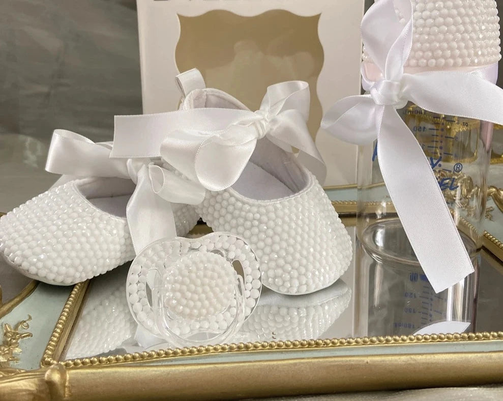 Luxury Keepsake Diamond Baby Bottles and Shoes Headband Set childrensterritory