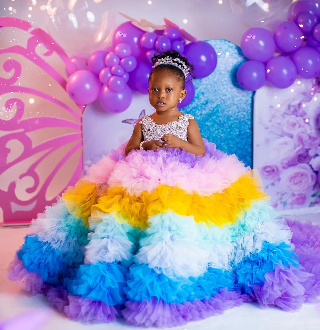 luxury girls' special occasion dresses Girls Luxury Handmade Dress with Feather Pink / 150cm 9-10 YEARS