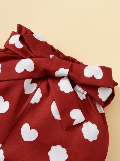 3PCS Baby Girl Love Letter Print Bodysuit + Shorts Set