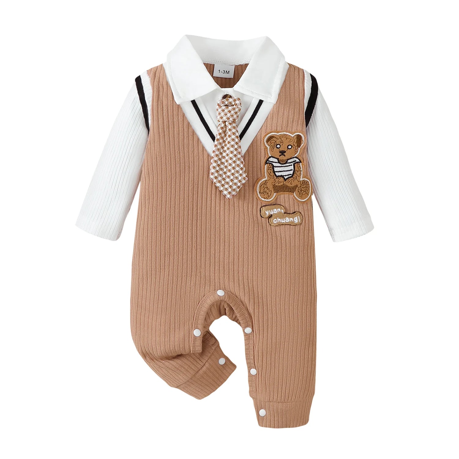 Baby Boy Gentlemen Romper with Tie for Summer