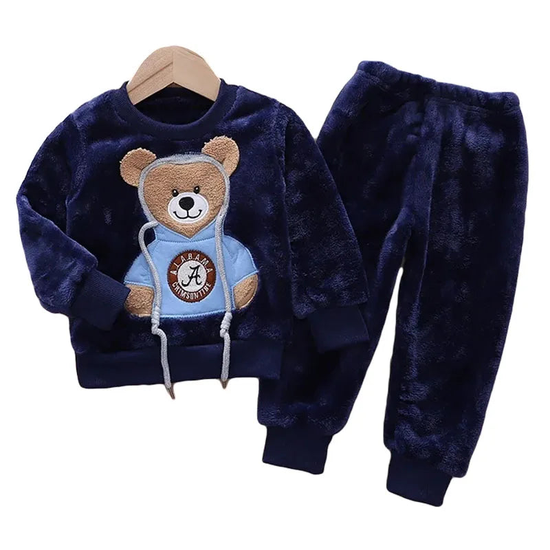 Kids Cartoon Design Warm Casual Clothing Set childrensterritory