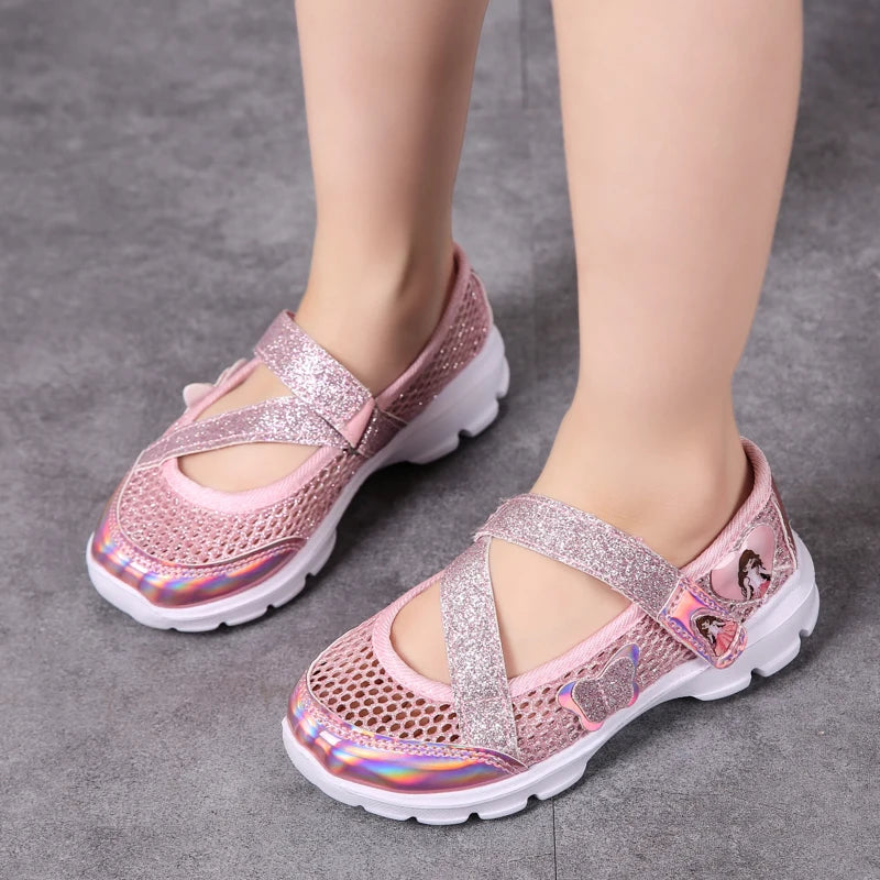 Non-slip Flowers Princess Flat Beach Sandals for Girls childrensterritory