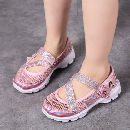 Non-slip Flowers Princess Flat Beach Sandals for Girls childrensterritory