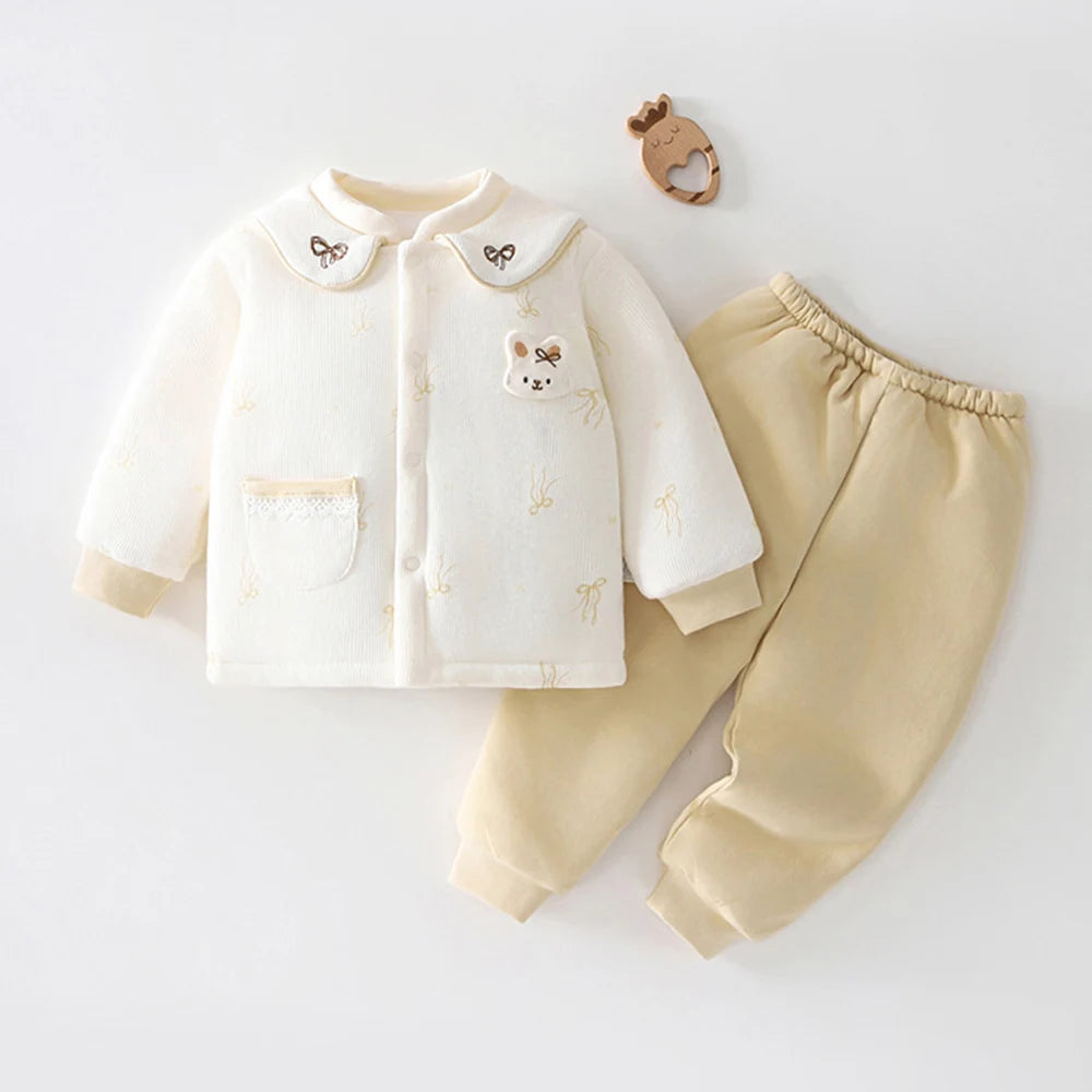 Baby Girls’ Long-Sleeve Warm Clothing Set