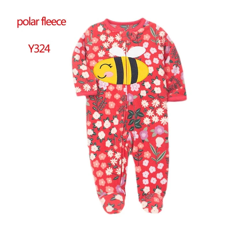 Newborn Baby Zipper Up Overalls Fleece Romper for Winter childrensterritory