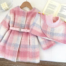 Girls' Long-Sleeved Belt Design Winter Coat childrensterritory
