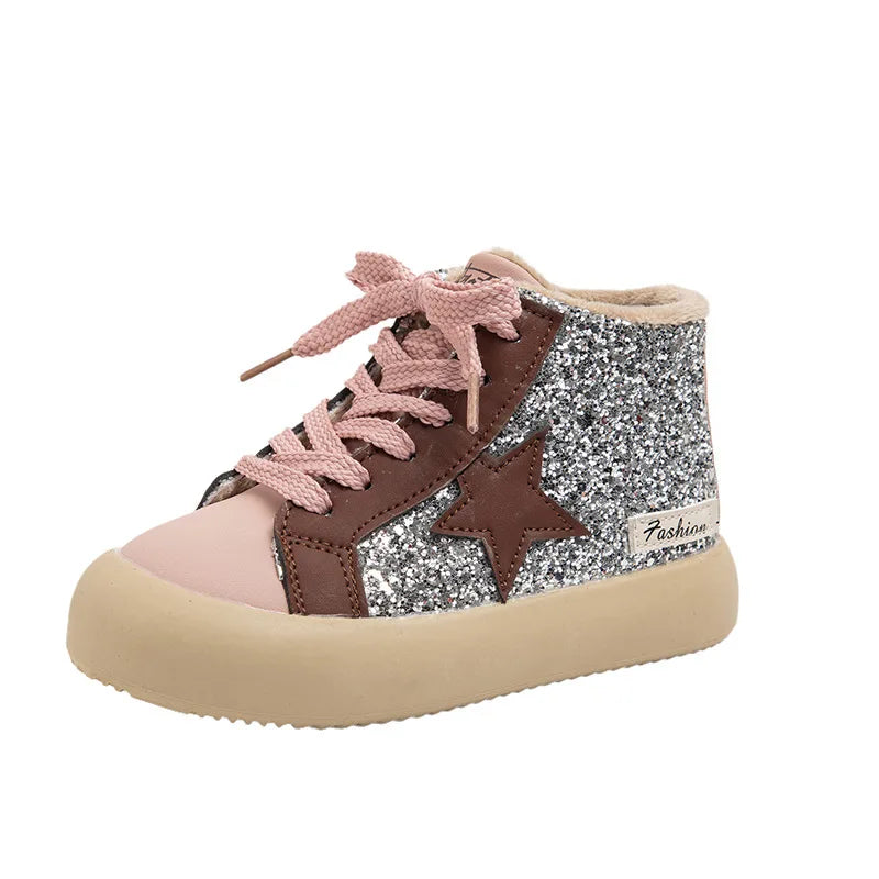 Kids Girls Sequined Board Star Casual Sneakers childrensterritory