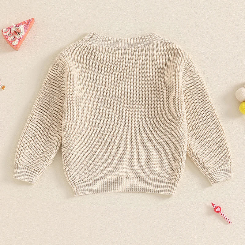 Toddler Girls Letter Print Knitted Warm Autumn Sweaters