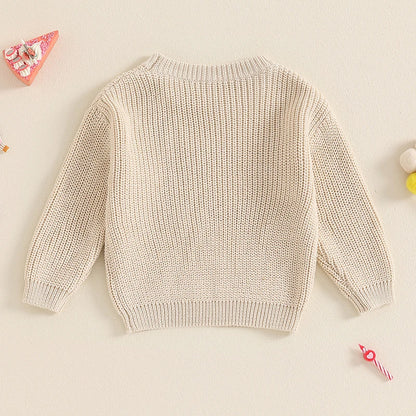 Toddler Girls Letter Print Knitted Warm Autumn Sweaters