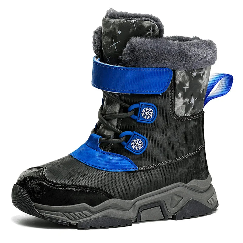 Kids PU Leather Waterproof Snow Boots for Winter Sport childrensterritory