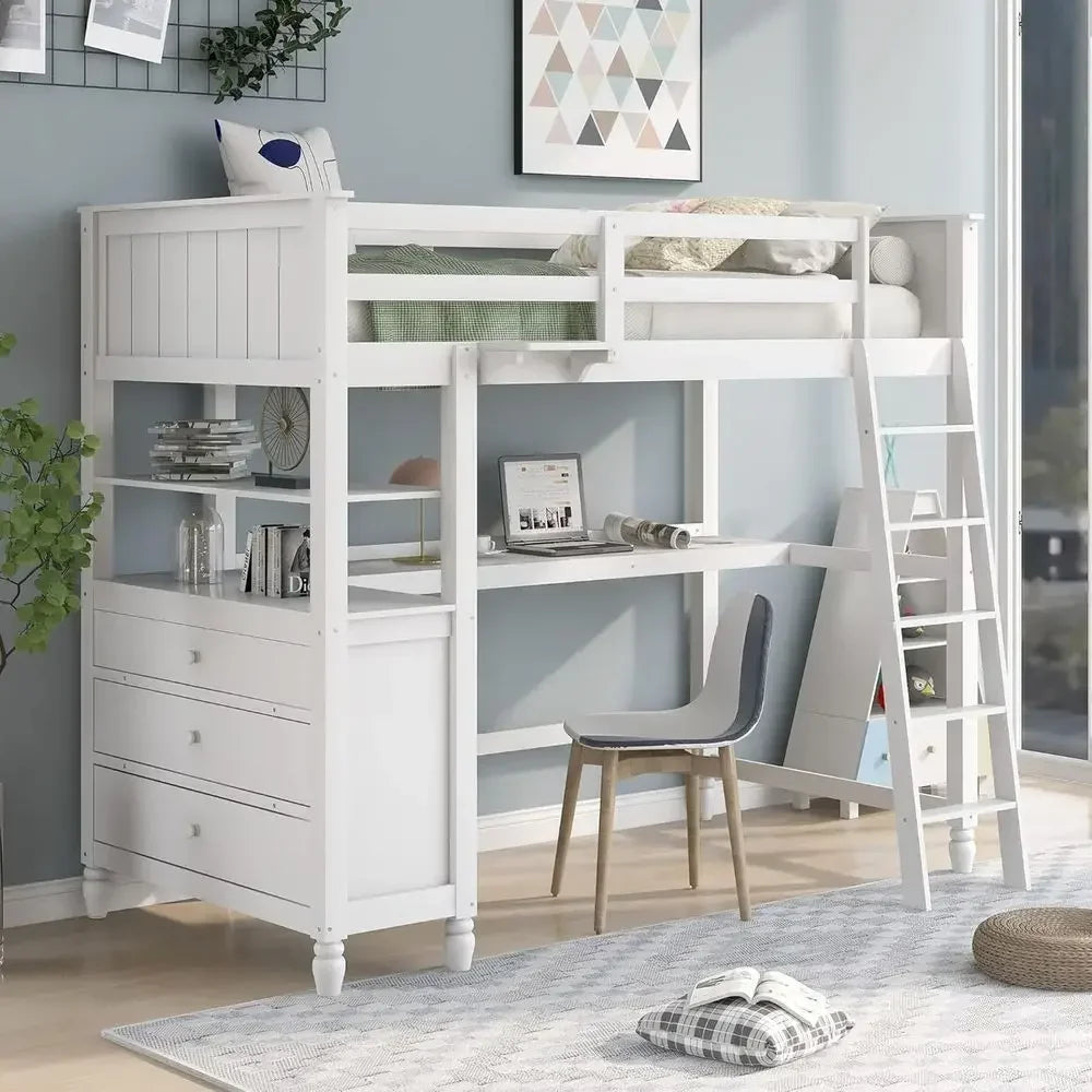 Twin Size Wooden Bed with Storage Drawers for Kids