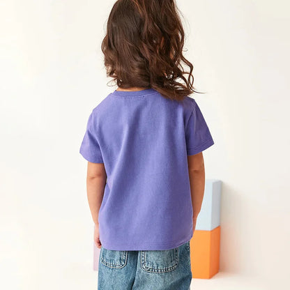 Cartoon Butterfly Design Kids Girls Summer Cotton Tops Tees childrensterritory