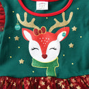 Kids Girls Reindeer Print Christmas Party Dress childrensterritory
