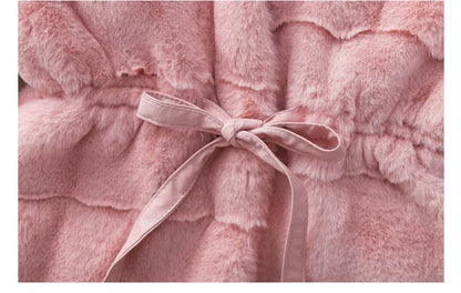 Girls’ Stylish Soft Long-Sleeve Winter Fur Coat childrensterritory