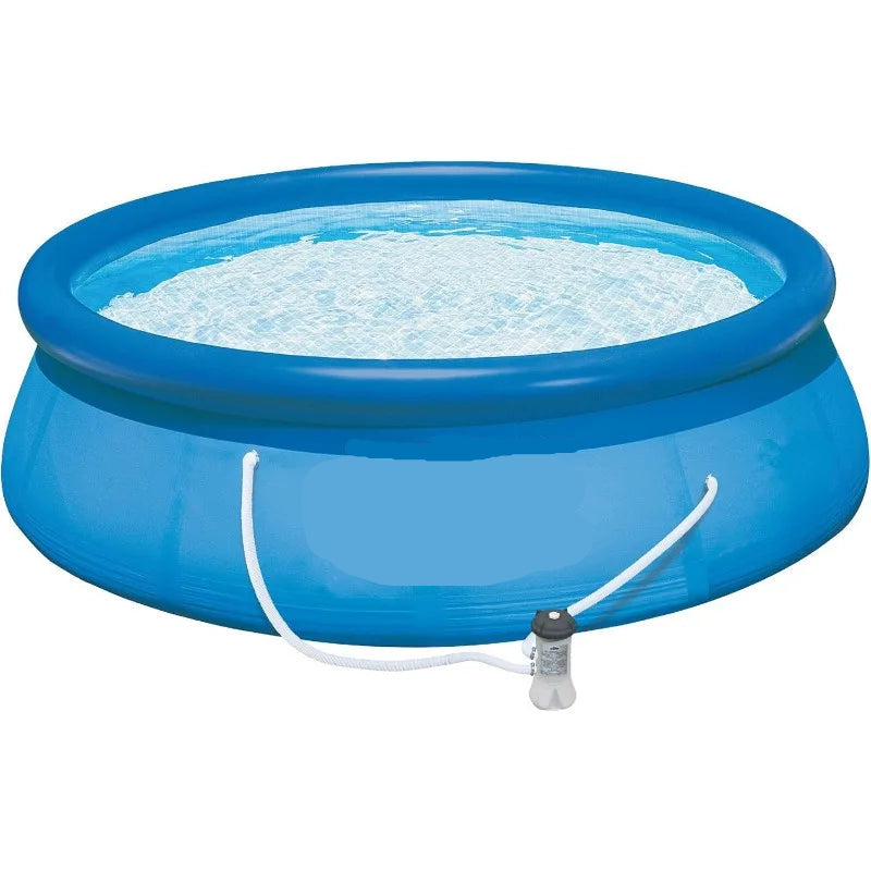 Inflatable Easy Set-Up Round Swimming Pool Set with Cover, Ladder