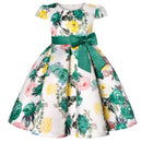 Flower Print Kids Girls Elegant Birthday Party Dresses childrensterritory