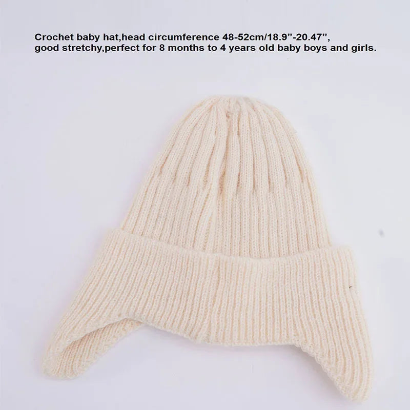Happy Letter Print Baby Knit Beanies with Earflap childrensterritory