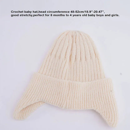 Happy Letter Print Baby Knit Beanies with Earflap childrensterritory