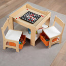 Kids Natural Color Wooden Storage Table and Chairs Set childrensterritory
