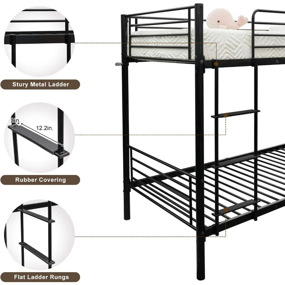 Metal Twin Bunk Beds for Kids/Teens/Adults with Stairs childrensterritory