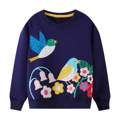 Girls Full Sleeves Flowers Embroidery Casual Sweatshirts childrensterritory