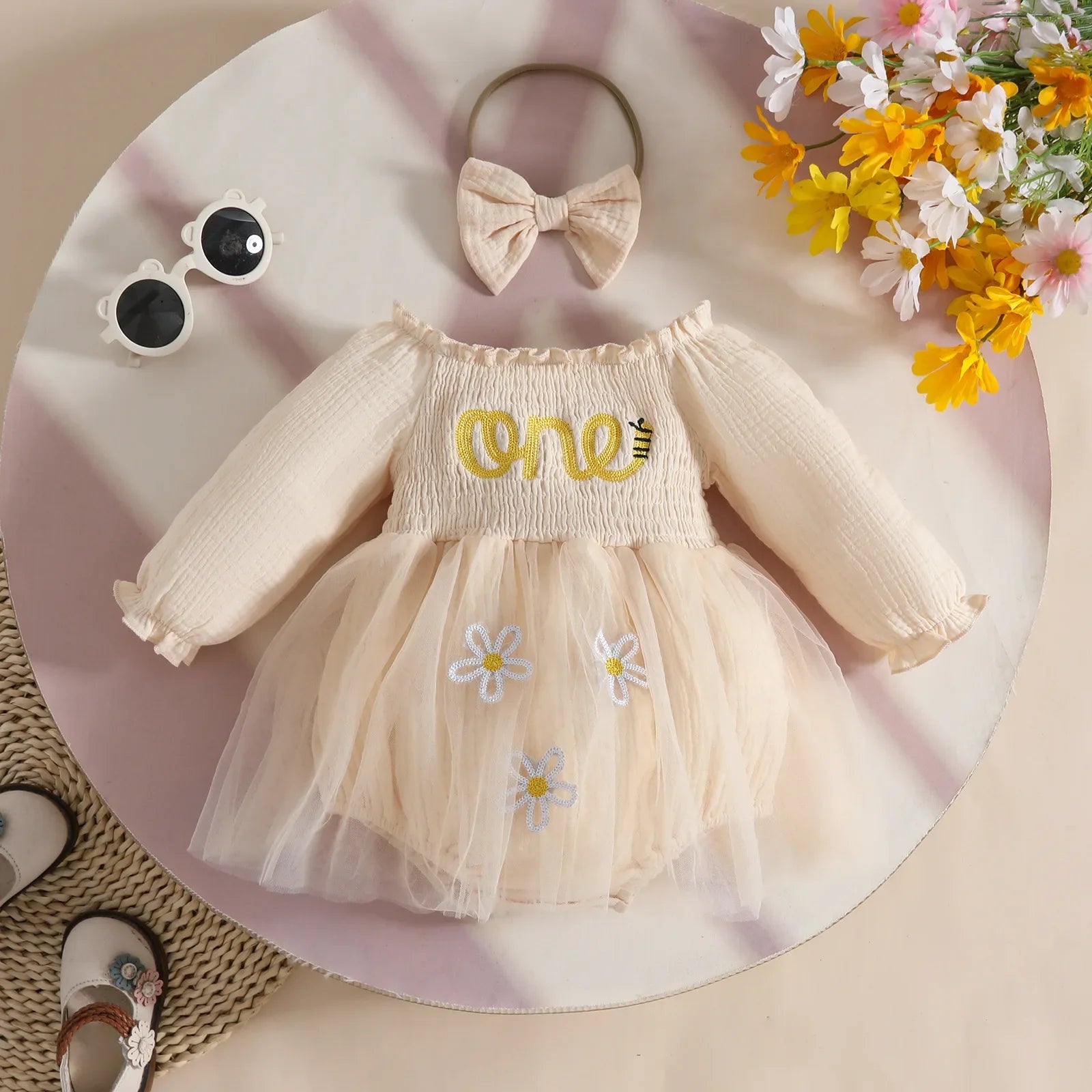 Newborn Baby Girl Long Sleeves Embroidery Design Party Dresses childrensterritory