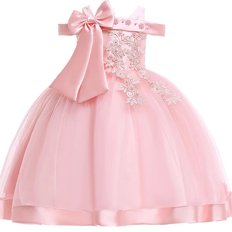 Girls' Sleeveless Bow Design Elegant Party Dresses