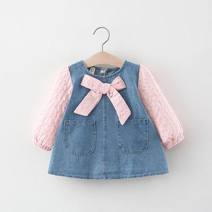 Bow Design Denim Costume For New Born Baby Girl childrensterritory
