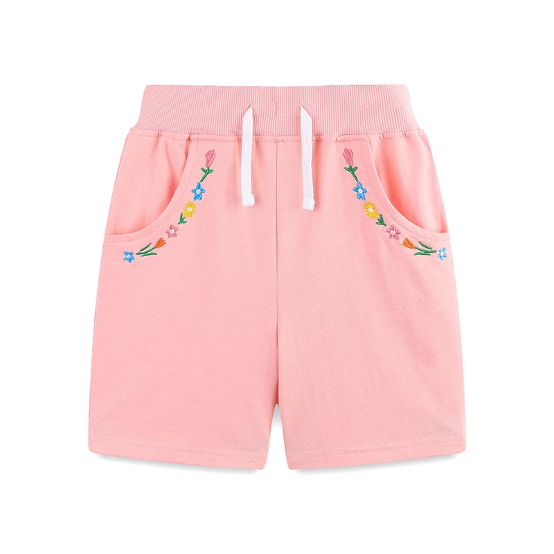 Flowers Embroidered Little Girls Cotton Soft Short Pants childrensterritory