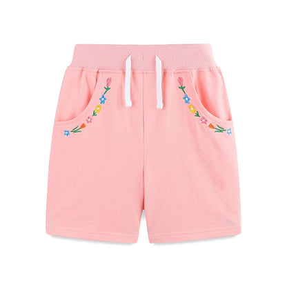 Flowers Embroidered Little Girls Cotton Soft Short Pants childrensterritory