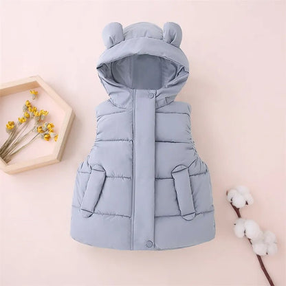 Kids Cotton Padded Hooded Sleeveless Waistcoats childrensterritory