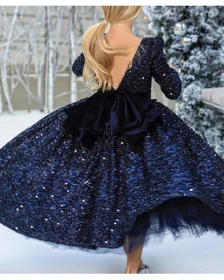Kids Girls Fluffy Sequins Princess Wedding/Party Dress childrensterritory