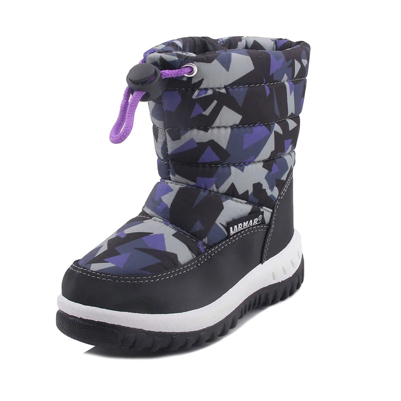 Kids Fashion Printed Warm Fur long Zipper Boots childrensterritory
