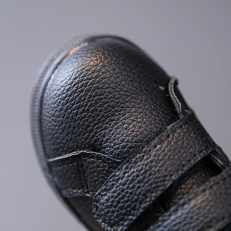 Kids Boys Black Leather Soft Breathable Casual Shoes childrensterritory