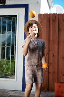 Kids Boys Girls Plaid Matching Summer Clothing Sets childrensterritory