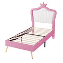 Crown Headboard Modern Upholstered Twin Size LED Princess Bed childrensterritory