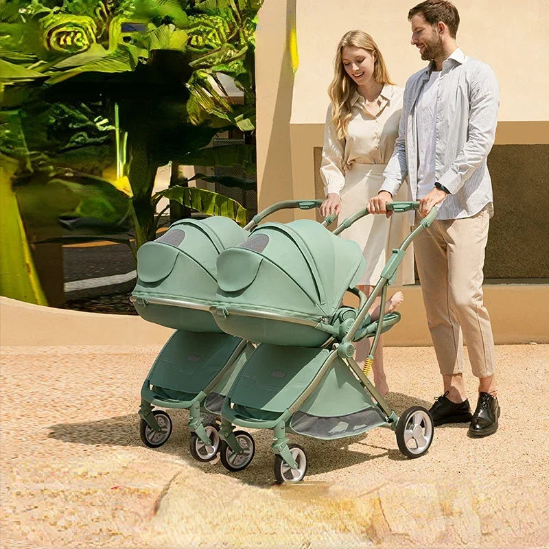 Two-way Foldable, Lightweight, and Detachable Twin Baby Stroller