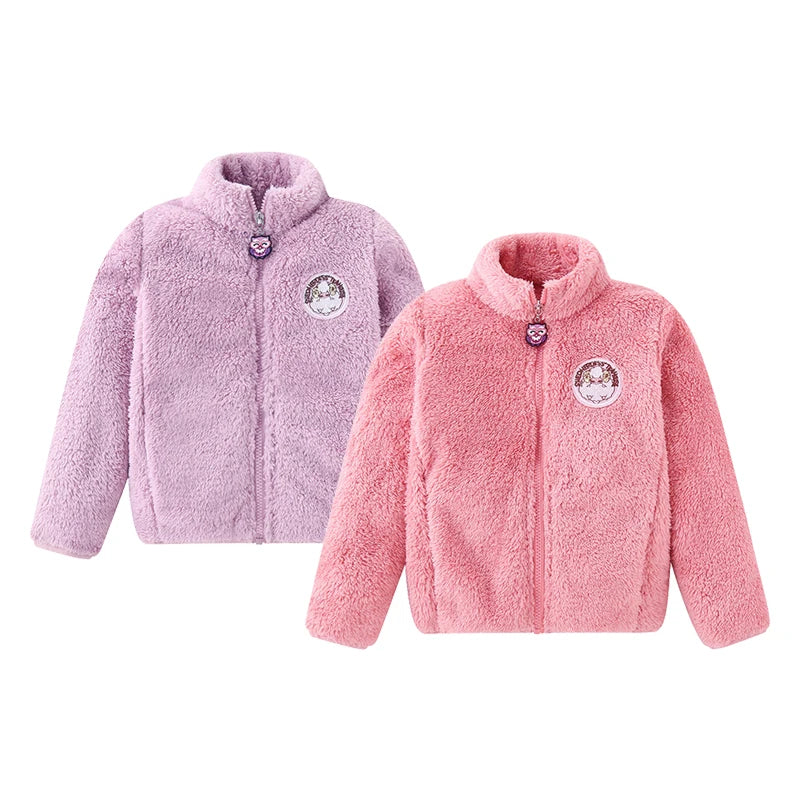 Little Girls and Boys Solid Color Plush Warm Zipper Outerwear childrensterritory