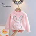 Kids Girls Cartoon Rabbit Design Fall Winter Pullover childrensterritory