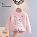 Kids Girls Cartoon Rabbit Design Fall Winter Pullover childrensterritory