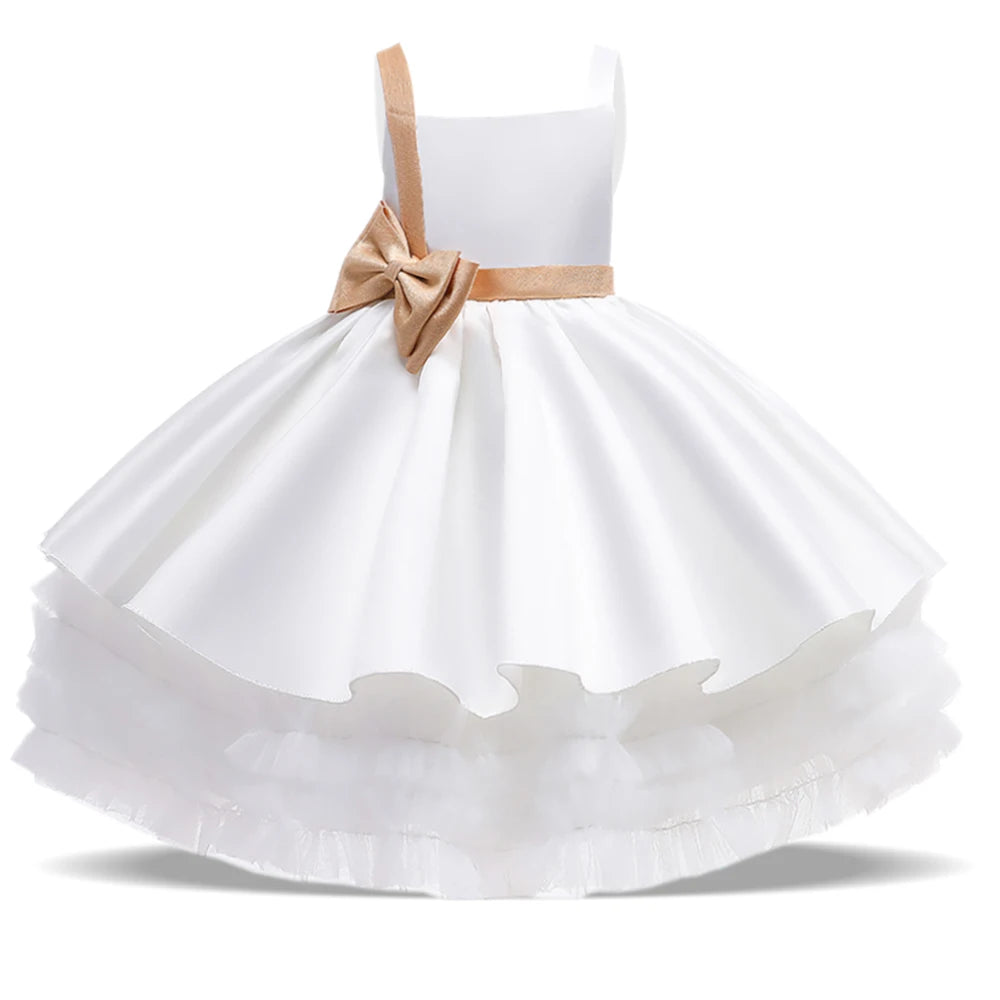 Kids Girls Sequins Bow Tutu Princess Dress for Birthday Party