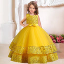 Sequins Bowknot Design Long Princess Dresses for Girls childrensterritory