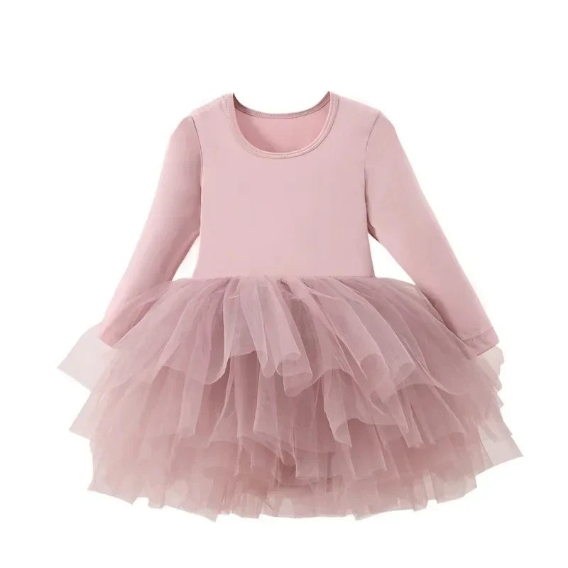 Tulle Puffy Tiered Long Tail Flower Girl Dresses For Wedding Party