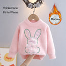 Kids Girls Cartoon Rabbit Design Fall Winter Pullover childrensterritory