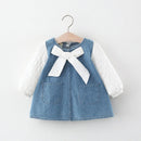 Bow Design Denim Costume For New Born Baby Girl childrensterritory