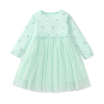 Kids Girls Cartoon Design Long Sleeves Autumn Dresses childrensterritory